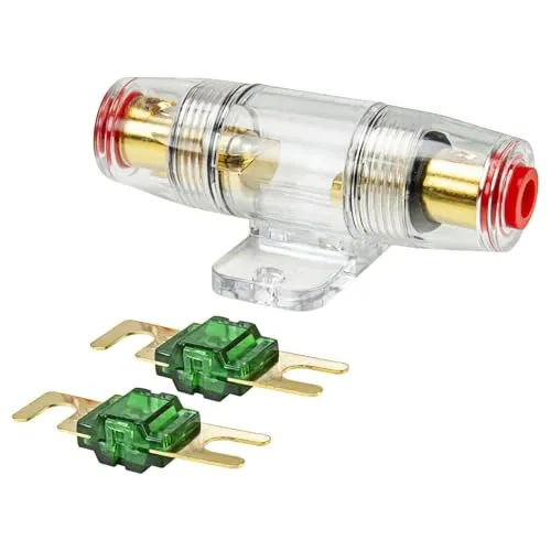 tomzz Audio 5800-052 Mini ANL Sicherungshalter transparent für Kabel bis 25qmm + 2 x 30A Sicherung
