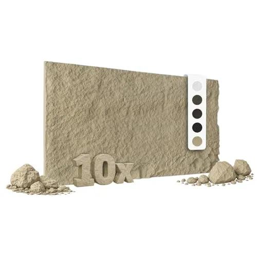 HEXIM Steinoptik Felsen Platten 10er Set 120x60cm - Beige 3D Wandpaneele - 10 Stück 3D Wandpaneele in Beige, Gesamtfläche: 7,3 m². Robustes PU-Material mit realistischer Steinoptik - ideal für stilvolle und pflegeleichte Wandgestaltungen im Innenbereich.