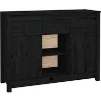 vidaXL Sideboard Schwarz 100x35x74,5 cm aus massivem Kiefernholz - Elegantes Sideboard in Schwarz, gefertigt aus massivem Kiefernholz. Mit 3 Schubladen und 6 Fächern bietet es viel Stauraum und sorgt für Ordnung in deinem Wohnbereich.