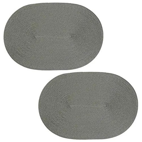 Platzset 2er Set Grau oval ca. 45x30 cm Platzdeckchen Tischset geflochtene Optik