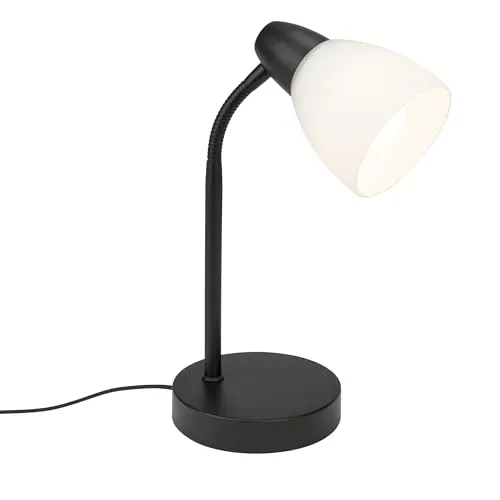 Briloner Leuchten Tischleuchte, schwarz, E14, elegante Nachttischlampe aus Glas und Metall - Tischleuchte in modernem Design, ideal für stilvolle Akzente im Schlafzimmer oder Wohnzimmer. Ohne Leuchtmittel, Höhe 30 cm, Schutzklasse 2.