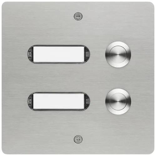 Grothe 55502 Klingeltaster mit Namensschild Edelstahl V2A - Zubehör für Türsprechanlagen, langlebiger Edelstahl V2A mit individuellem Namensschild für persönliche Anpassung.