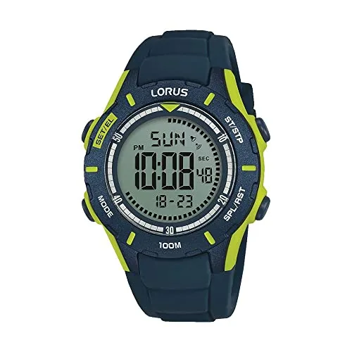 Lorus Kids Jungen-Uhr Chronograph R2365MX9 - Armbanduhren für Jungen mit präzisem Chronograph, Alarmfunktion und wasserdicht bis 10 BAR. Flexibles Silikonband für maximalen Tragekomfort.