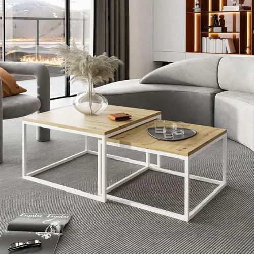 Couchtisch Yoshi 2in1 in Weißer Eiche Wotan in beige von Lookway