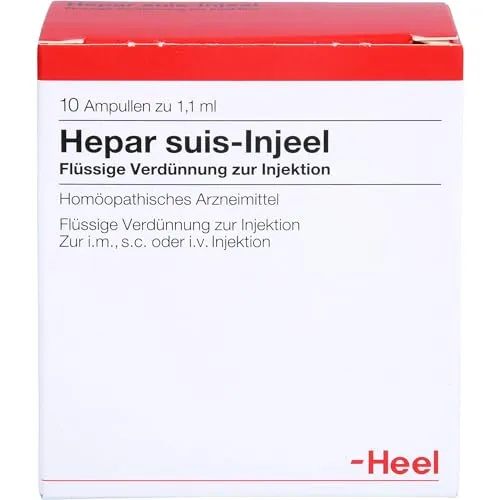 Hepar Suis Inj Org 10 ST - Homöopathisches Arzneimittel zur Injektion, ideal zur Unterstützung bei Beschwerden, ohne spezifische Indikation. Packung mit 10 Ampullen, sicher für die Anwendung nach Rücksprache mit Ihrem Arzt.