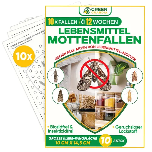 Lebensmittelmottenfalle 10er Pack | Pheromon Klebefalle 12 Wochen geruchslos BIO