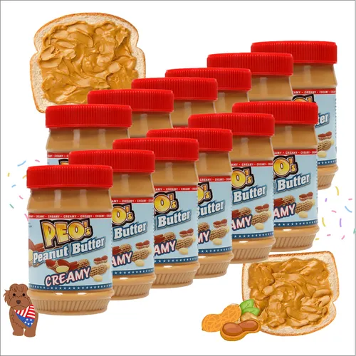PEO's Peanut Butter 12 x 510g - Brotaufstrich mit 100% natürlichen Erdnüssen, extra cremig und perfekt für Frühstück, Backen oder als Topping. Ein geschmackliches Highlight für Groß und Klein!