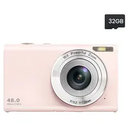 INF Digitalkamera 48 MP mit 16-fachem Digitalzoom und Webcam in Rosa
