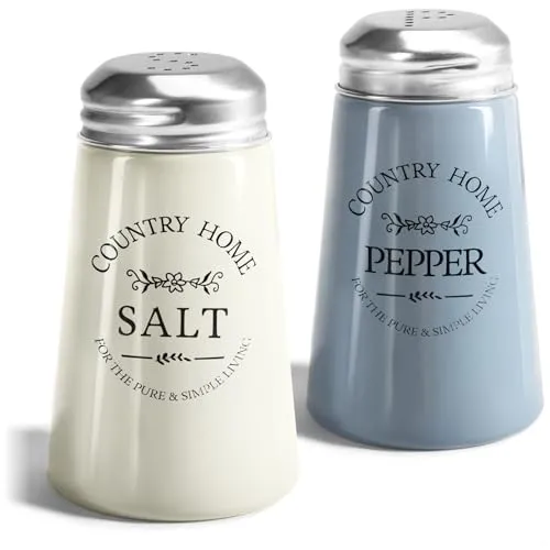 com-four® 2x Gewürzstreuer aus farbigem Glas - Salz- und Pfefferstreuer im altenglischen Landhausstil - Würzschüttler optimal für grobes Salz - Küchenzubehör Country-/Western-Style (2-teilig - Glas)