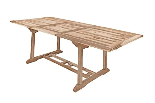 SAM Gartentisch Kuba, Teakholz massiv, Ausziehtisch 180-240 x 100 cm, mit Einlegeplatte, Holztisch für Garten, Wintergarten oder Terrasse, pflegeleichtes Unikat aus Massivholz