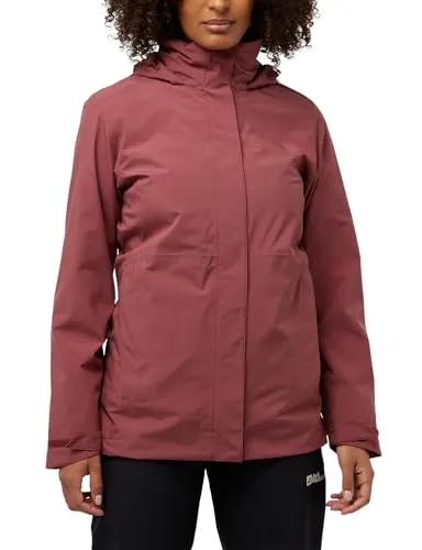 Jack Wolfskin Damen Rotwand 3in1 Jkt W - Vielseitige Funktionsjacke in Red Ochre, Größe XS - Funktionsjacken mit 3in1-System, anpassbarem Saum und praktischen Taschen für alle Wetterlagen, ideal für Outdoor-Abenteuer.