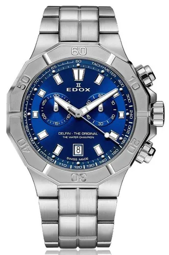 Edox Analog mid-37119 Herrenuhr - Elegante 43 mm Herrenuhr mit 20 ATM Wasserdichtigkeit, ideal für Abenteuer und den Alltag. Mit präzisem Chronographen und Kalenderfunktion.