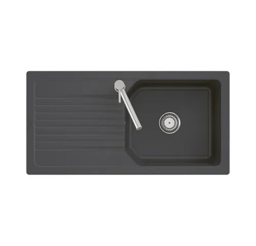 Villeroy & Boch Einbauspüle Subway Style 60 S - Graphite - Moderne Einbauspüle aus robuster Keramik mit pflegeleichter CeramicPlus-Oberfläche. Ideal für stilvolle Küchen, inklusive Edelstahl-Abtropfgitter und komfortabler Handbetätigung.