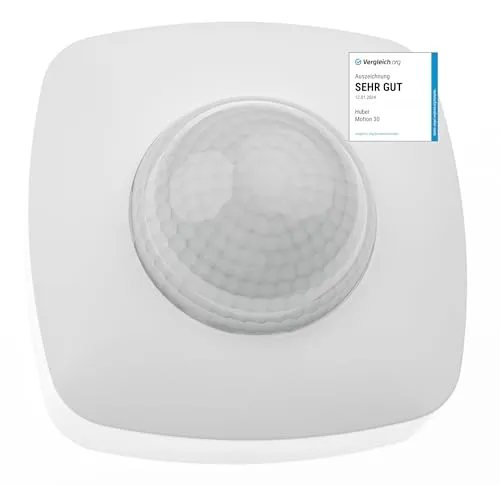 HUBER Motion 30 Präsenzmelder 360° für Innenbereich, Bewegungsmelder Deckenmontage mit 3 Sensoren und Matrixlinsen, IP20 I 230V, LED geeignet, 3-Draht-Technik