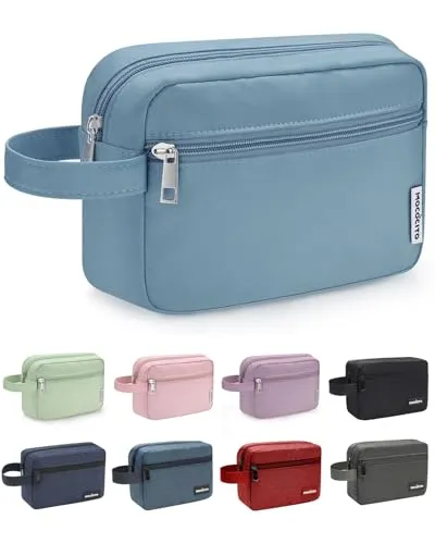 MOCOCITO Kulturbeutel für Herren, Reise, Kulturtasche, Kosmetiktasche, Kulturbeutel Faltbarer mit Tragegriff, Waschtasche für Damen(Graublau)