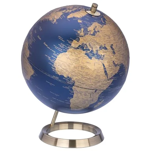 TROIKA Globus 23,5 GRAD - Stilvoller Tischglobus mit echtem Kartenrelief - Lehrmaterial Globen mit 25 cm Durchmesser, drehbar auf stabilem verchromten Metallfuß, ideal als dekoratives Element und pädagogisches Werkzeug für neugierige Köpfe.