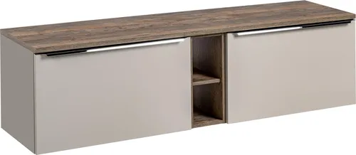 Badezimmerschrank 180 cm Eiche Grau mit Aufsatz