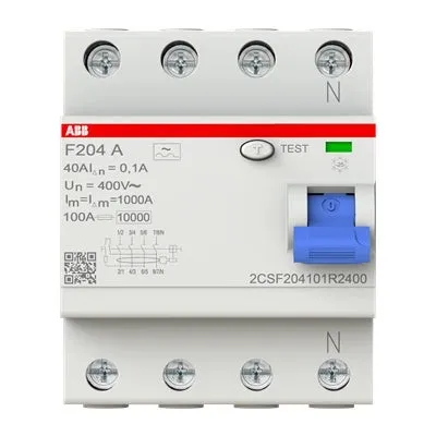 ABB Sace FI-SCHALTER F 204A-40/0,1 - Fehlerstrom-Schutzschalter (RCCBs) für Personen- und Sachschutz, schützt vor elektrisch gezündeten Bränden nach DIN VDE 0100-410 und 0100-530, ideal für sichere Elektroinstallationen.