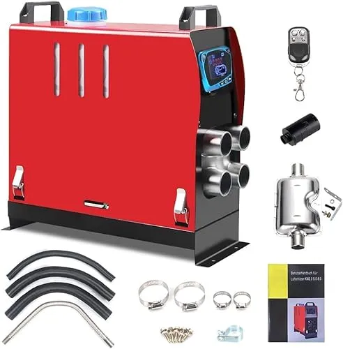 Anbull Standheizung Diesel 8kw, 12V Diesel Lufterhitzer Vier Lüftungsschlitze,12V Luft Dieselheizung Kraftstoff Auto Heizung Lufterhitzer Dieselheizung mit Fernbedienung LCD Monitor für RV, Boote