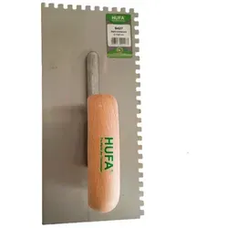 Hufa Glättekelle Stahl Holzgriff 280mm x 130mm 6x6mm gezahnt