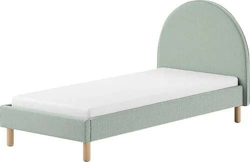 VIPACK Polsterbett MOON 90 x 200 cm - Grüner Boucle Stoff - Betten - Modernes Polsterbett in skandinavischem Stil, mit weichem Boucle Stoff für höchsten Schlafkomfort und inkl. Lattenrost.