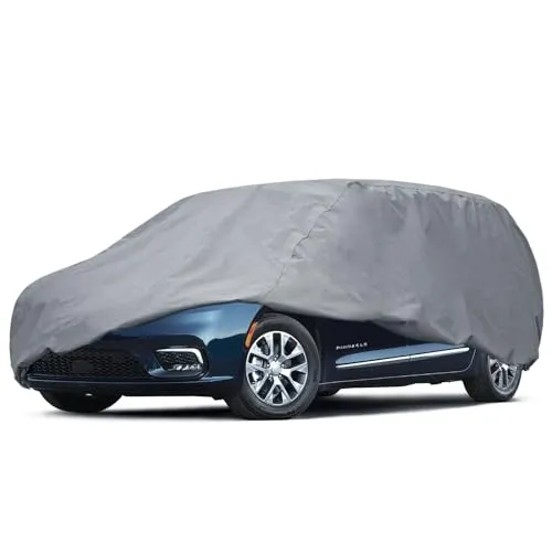 Leader Accessories Premium Autoabdeckung 5-lagig wasserdicht Ganzgarage wetterfest Autoabdeckplane UV stabilisiert Innen- und Außengebrauch im Sommer Winter (Schrägheck-419x178x152cm,Hellgrau)