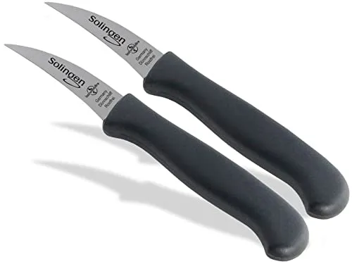 Schälmesser Set aus Solingen - 2-teiliges Gemüsemesser Set - Obstmesser & Gemüsemesser aus rostfreiem Edelstahl, Made in Germany. Extra scharf mit einer 6 cm Schnittfläche, ideal zum schnellen Schälen und Schneiden. Spülmaschinengeeignet für einfache Reinigung.