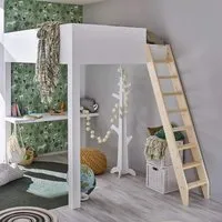 Treppen Intercon Raumspartreppe Safe Step 12 Stufen bis 275 cm - Praktische Holztreppe aus massivem Fichtenholz, ideal für Hochbetten. Mit extra tiefen Stufen für sicheren Halt und einfache Montage. Belastbar bis 150 kg pro Stufe – perfekt für jeden Einsatz!