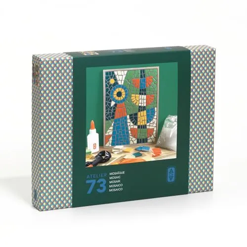 Produktbild DJECO Atelier 73 Mosaik-Set für Erwachsene, Kreativset mit Keramikplättchen, Werkzeug & Video-Tutorial, AGA-Serie, meditatives DIY-Basteln