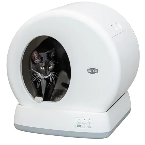 TRIXIE selbstreinigende Katzentoilette 53 x 55,5 x 52 cm - elektrisches Katzenklo für anhaltende Sauberkeit, nahezu geräuschlos und ideal für Mehrkatzenhaushalte