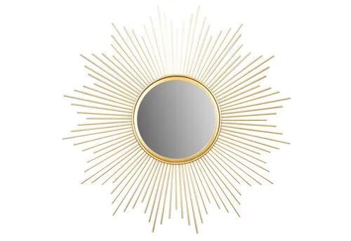 Levandeo® Dekospiegel, Sonnenspiegel Gold Ø 50cm - Dekospiegel im Bohostyle, aus hochwertigem Eisen in strahlendem Gold, mit einem eleganten Sonnenstrahlen-Design und einfacher Wandmontage – der perfekte Hingucker für jeden Raum!