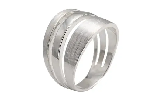 SILBERMOOS Damen Ring Fächerring Fächer Motiv breit matt glänzend Sterling Silber 925, Größe:56