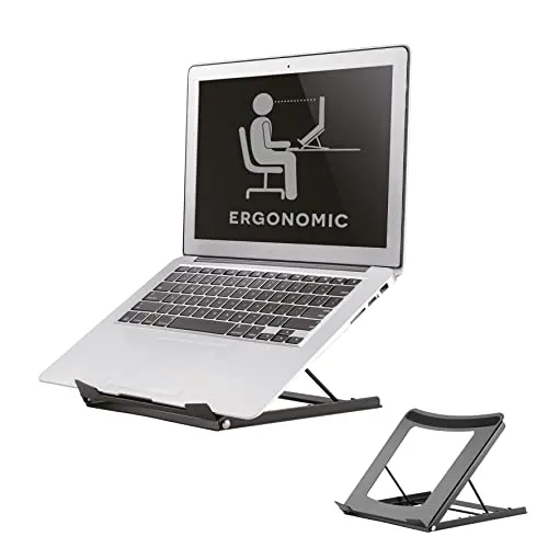 Neomounts NSLS075BLACK Notebook-Ständer - Höhenverstellbarer und neigbarer Notebook-Ständer für ergonomisches Arbeiten, ideal für Home Office und Büro.