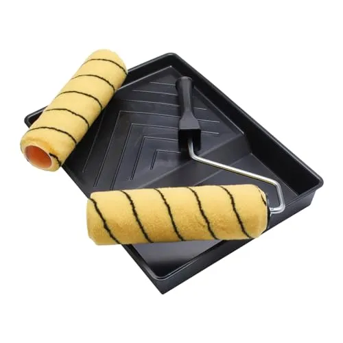 ProDec 225-mm-Farbrollen-Set für Dispersions- und Mauerwerksfarbe – 2 x mittelflorige Farbrollenhülsen für Wände und Decken, Rahmen/Schale, Rollensets für Dispersionsfarbe