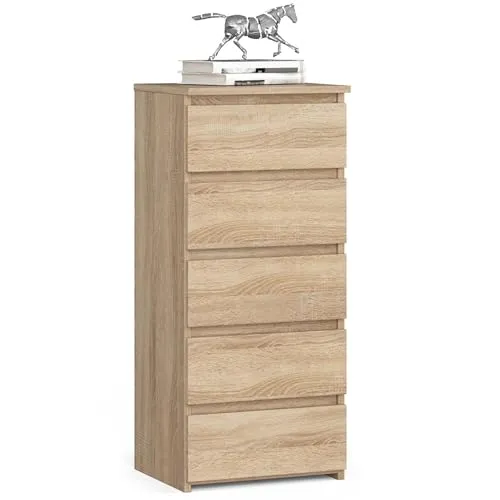 MILORD Kommode CL5 mit 5 Schubladen, Sonoma-Eiche, 40 cm