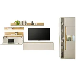 Furn.Design Wohnwand in Weiß und Eiche Wotan