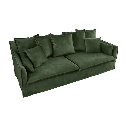 Riess Ambiente 3er Sofa Heaven 200cm dunkelgrün Samt von Riess-Ambiente