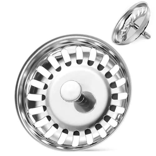 Siebkörbchen Spüle, Ø 80 mm Edelstahl Abflusssieb Universal Spülbecken Stöpsel 20 Schlitze Siebkorb für Spüle Zubehör Blanco und Franke für Küchenspüle