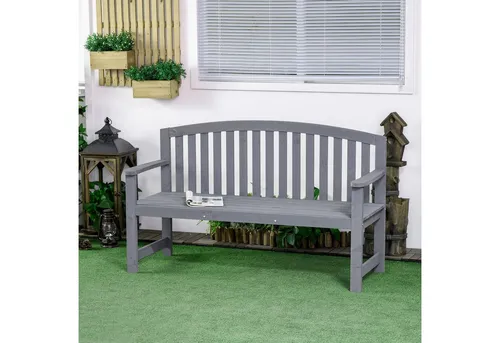 Outsunny 2-Sitzer Gartenbank aus Holz, wetterfest - Robuste Gartenbank für zwei Personen, aus langlebigem Tannenholz. Ergonomisches Design mit hoher Rückenlehne und Armlehnen für entspanntes Sitzen. Ideal für Balkon und Terrasse, wetterfest und bis 240 kg belastbar.