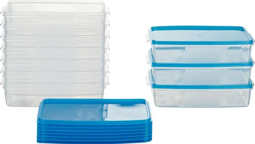 MiraHome Gefrierdosen 10x1L rechteckig blau – Luftdichte Vorratsdosen für Mealprep - Frischhaltedosen für Küche – 12 rechteckige, stapelbare Dosen aus BPA-freiem Material, ideal zum Aufbewahren und Einfrieren von Lebensmitteln, temperaturbeständig und spülmaschinengeeignet.