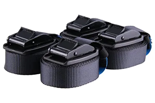 4er Set Sandax Zurrgurte Spanngurte mit Klemmschloss und Schnallenschutz aus Gummi - Länge: 4m, Breite: 25mm - Verzurrgurte belastbar bis 540kg, nach DIN EN 12195-2 | Premium Spannband, schwarz