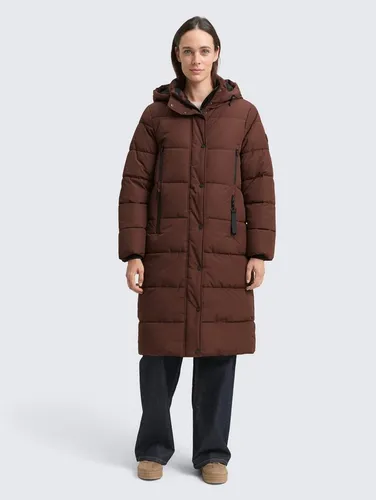 TOM TAILOR Steppmantel Regular mit Kapuze in Braun L (40) - Stylischer Steppmantel mit Kapuze für kühle Tage. Praktische Reißverschlusstaschen und elastische Ärmelabschlüsse sorgen für hohen Tragekomfort im Alltag.