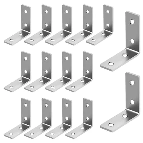 Winkelverbinder Set, 52 Stück Metallwinkel 90 Grad Winkel Klammer, 40x40x15mm Möbel Eckwinkel Winkeleisen L-form Ecke Klammer für Tischen Stühlen Bücherregalen