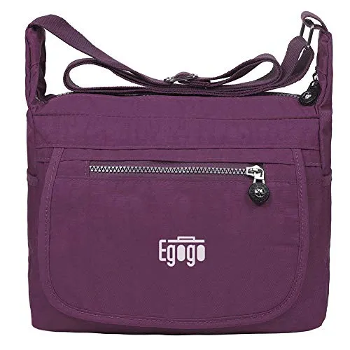 EGOGO Wasserdicht Nylon Damen Casual Umhängetasche Messengertasche Schultertasche Henkeltasche E303-6 (Lila)