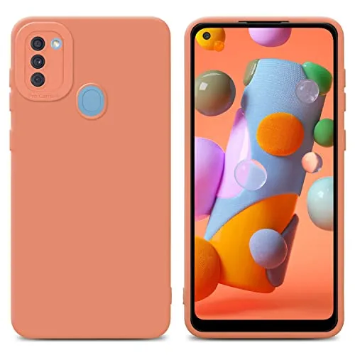 Cadorabo Hülle kompatibel mit Samsung Galaxy A11 M11 Schutzhülle TPU Silikon Case Liquid Design mit Kameraschutz Slim Kratzfest Weiche Gummi mit Rundumschutz Case Hülle für Galaxy A11 M11 in Orange