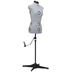 Verstellbare Schneiderpuppe Weiblich Grau S 33-40 - Schneiderpuppen für Designer und Schneider, höhenverstellbar mit anpassbaren Maßen für optimale Präsentation von Damenbekleidung. Stabil durch Vierfuß-Stativ.