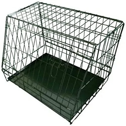 Ellie-Bo Welpenbox, zusammenklappbar, kausicheres Metallblech, abgeschrägte Vorderseite für Transport im Auto, Größe S, ca. 61 cm, Schwarz