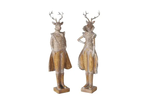 MF Weihnachtsfigur Dekofiguren Elanor Duo Hirschfigur Set Braun Kunstharz 42cm (2 St)