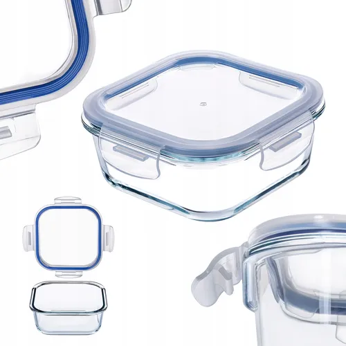 KADAX Glasbehälter mit Deckel, Lebensmittelbehälter, Quadrat, 1100 ml