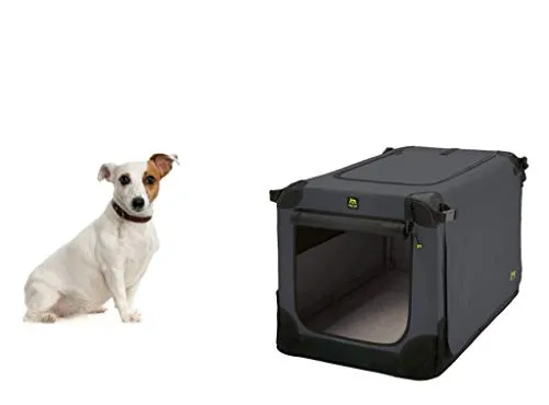 Maelson Soft Kennel Hundebox - Anthrazit - 62 x 41 x 41 cm - Hundebox aus robustem Nylon 600D, ideal für Reisen dank sicherer Befestigungslaschen und wasserdichtem Boden. Perfekt für den Komfort Ihres Hundes.